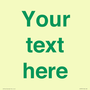 IV7875: Custom blank information sign. Green text, plain background