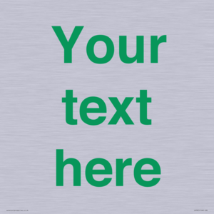 IV7875: Custom blank information sign. Green text, plain background