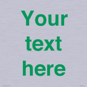 IV7875: Custom blank information sign. Green text, plain background