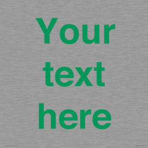 IV7875: Custom blank information sign. Green text, plain background