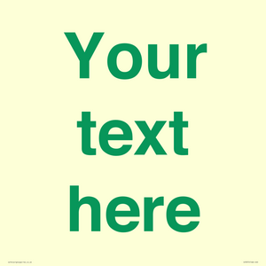 IV7875: Custom blank information sign. Green text, plain background
