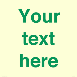 IV7875: Custom blank information sign. Green text, plain background