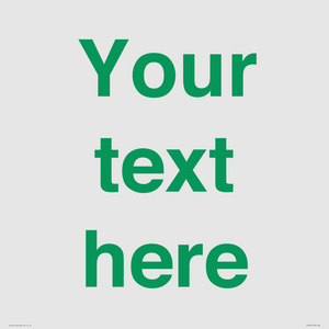 IV7875: Custom blank information sign. Green text, plain background