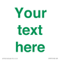 IV7875: Custom blank information sign. Green text, plain background