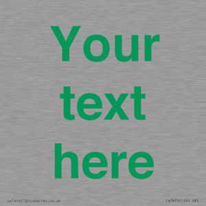 IV7875: Custom blank information sign. Green text, plain background