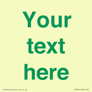 IV7875: Custom blank information sign. Green text, plain background