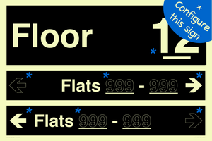 KT11900: Floor ID sign with Two Flat Directional Section