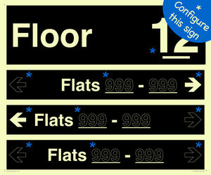 KT11902: Floor ID sign with THREE Flat Directional Section