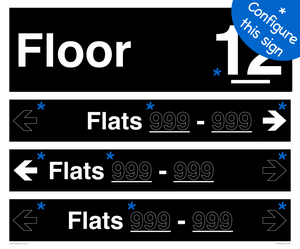 KT11902: Floor ID sign with THREE Flat Directional Section