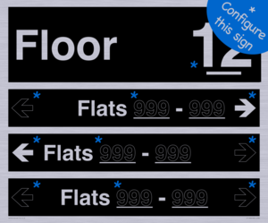 KT11902: Floor ID sign with THREE Flat Directional Section