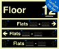 KT11902: Floor ID sign with THREE Flat Directional Section