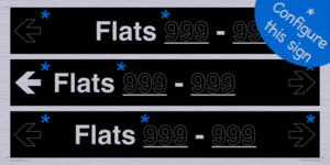 KT12731: Three Flat Directional Section Black background Transparent text