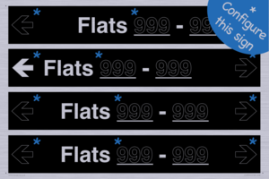 KT12737: Four Flat Directional Section Black background Transparent text