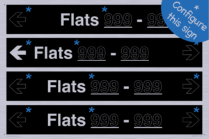 KT12737: Four Flat Directional Section Black background Transparent text