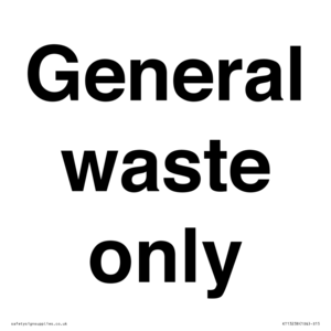 KT13238: General waste only