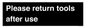 KV12266: Please Return Tools After Use Sign