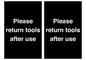 KV12266: Please Return Tools After Use Sign