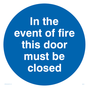 MA214: in the event of fire this door must be closed