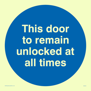 MA224: this door to remain unlocked at all times