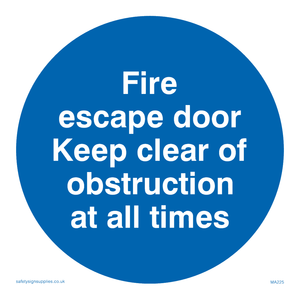 MA225: Fire escape no obstructions