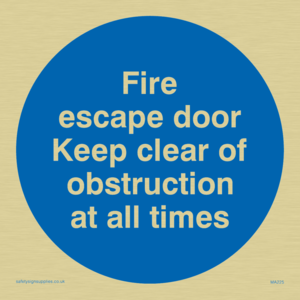 MA225: Fire escape no obstructions