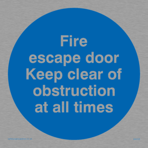 MA225: Fire escape no obstructions