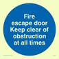 MA225: Fire escape no obstructions