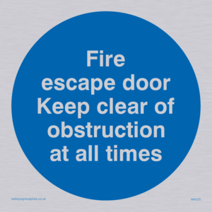 MA225: Fire escape no obstructions