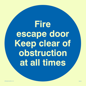 MA225: Fire escape no obstructions