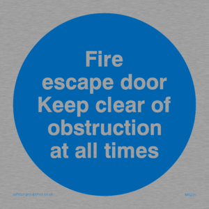 MA225: Fire escape no obstructions