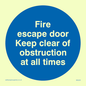 MA225: Fire escape no obstructions