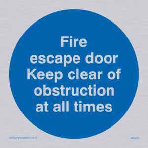 MA225: Fire escape no obstructions
