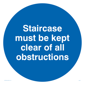 MA227: staircase must be kept clear of all obstructions