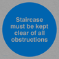 MA227: staircase must be kept clear of all obstructions
