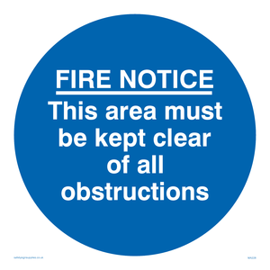 MA228: Fire notice no obstructions