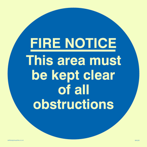MA228: Fire notice no obstructions