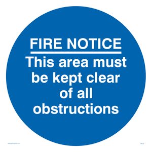 MA228: Fire notice no obstructions