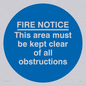 MA228: Fire notice no obstructions