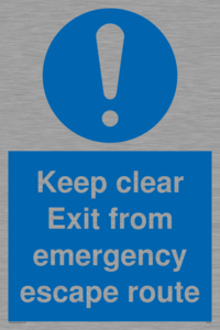 MA233: keep clear exit from emergency escape route