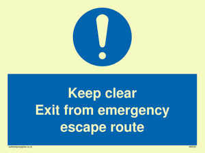 MA233: keep clear exit from emergency escape route