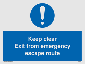 MA233: keep clear exit from emergency escape route