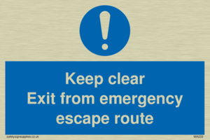 MA233: keep clear exit from emergency escape route