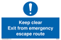 MA233: keep clear exit from emergency escape route