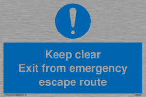 MA233: keep clear exit from emergency escape route