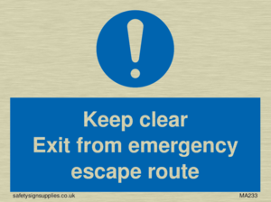 MA233: keep clear exit from emergency escape route