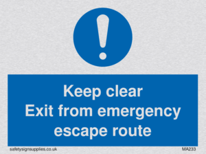 MA233: keep clear exit from emergency escape route