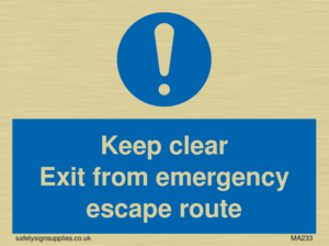 MA233: keep clear exit from emergency escape route