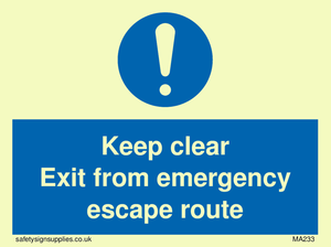 MA233: keep clear exit from emergency escape route