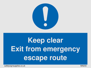 MA233: keep clear exit from emergency escape route