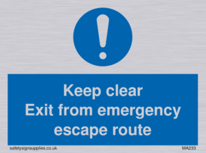 MA233: keep clear exit from emergency escape route